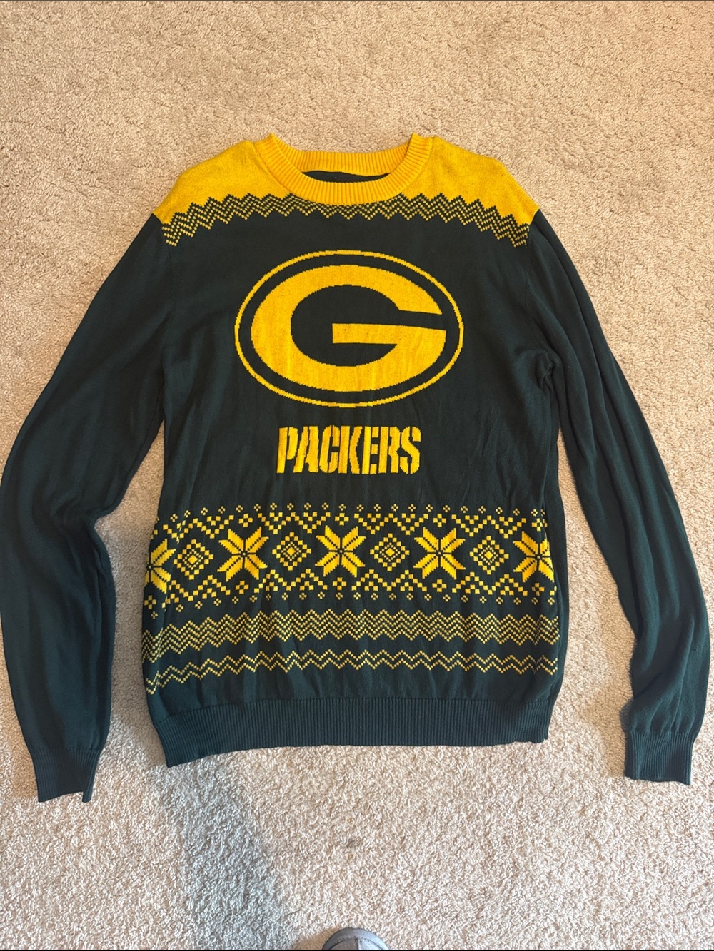 Green and Gold Packers Crewneck Sweater - Team Logo Knit
